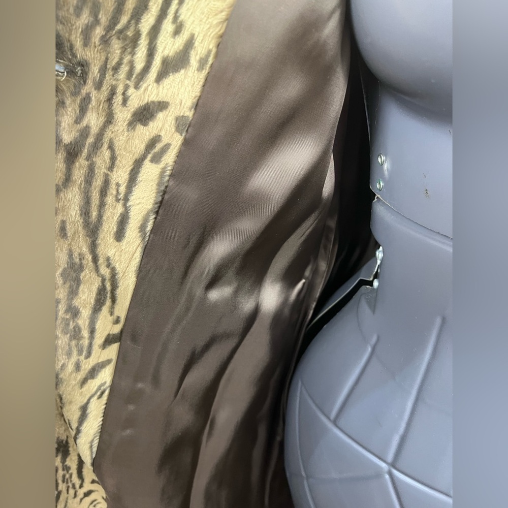 DESIGNER JAVIER SIMORRA BARCELONA COAT BUTTON UP Cheetah Print WAIST BELT SIZE 8 - Picture 8 of 10